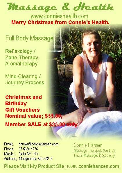 Connies Health, Christmas Massage Gifts.